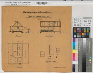 Raesfeld (Raesfeld) Pachtung Specking-Beckmann Neubau des Schweinestalles Schnitte, Grundriß, Lageplan 1910 1 : 100/500 39 x 41 Zeichnung Landsberg-Velensches Bauamt Landsberg-Velen