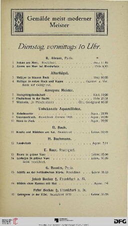 Gemälde meist moderner Meister (Nr. 1-218)