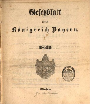 Gesetzblatt für das Königreich Bayern. 1849/50