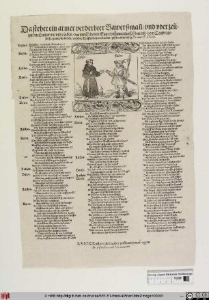 Da stehet ein armer verderbter Bawerßman[n]/ vnd vberzeüget den Luther mit vil vrsachen/ das sein Lehr vnd Eigenwillium gewiß Gottloß/ vom Teuffel gestifft/ gantz schädlich/ vnd der Christenheit verderben/ gifft vnd todt sey