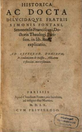Historica ac docta dilucidaque : in lib. Ruth explicatio