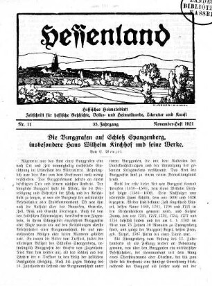 Nr. 11, November-Heft 1921