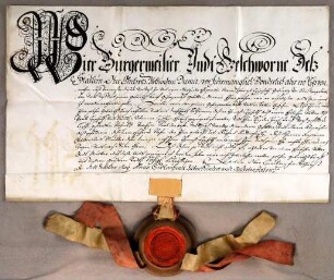 Ober-Cerekwe, 1702.05.18. Geburtsbrief für Hans Gyschekl von Ober-Cerekwe (Ober-Kerkwitz, Böhmen). Aussteller: Stadt