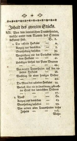 Inhalt des zweyten Stücks