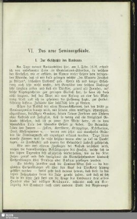 VI. Das neue Seminargebäude
