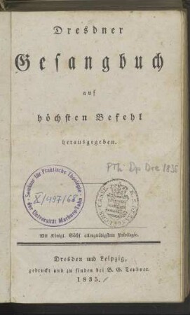 Dresdner Gesangbuch auf höchsten Befehl herausgegeben