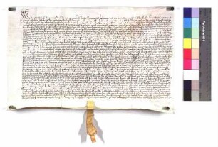 Urkunde des Gerichts zu Bruchsal über 1 Gulden jährlich aus Gütern daselbst von Wilhelm Seyler an das Kloster Herrenalb.