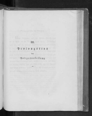 III. Prolongation der Polizeiverfassung.