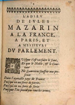 L' Adieu de Jules Mazarin à la France