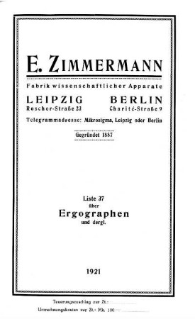 Liste 37: Über Ergographen und dergl.