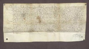 Bestandsbrief des Markgrafen Philibert von Baden-Baden für Hans Heingen den Jüngeren, Hans Jaeger und Konsorten über den markgräflichen Hof zu Iffezheim, genannt der Rusthof, auf 18 Jahre