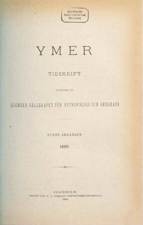 Ymer. 5. 1885