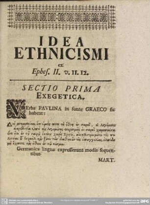 Sectio Prima Exegetica