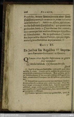 Caput XV. De Iuribus seu Regalibus Imperatoris Romano-Germanici in Genere