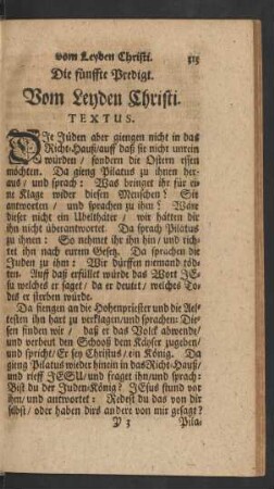 Die fünffte Predigt. Vom Leyden Christi
