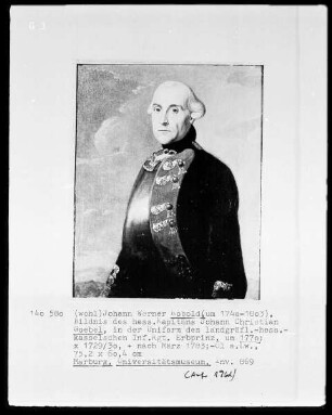 Bildnis des Johann Christian Goebel, Kapitän des landgräflich hessisch-kasselschen Infanterieregiments (1729-1783)