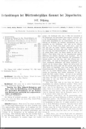 107. Sitzung, Stuttgart, 12.6.1902