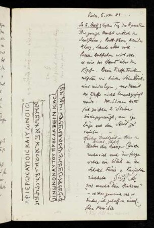 22r-26v 5.VIII.-8.VIII.1883 Palmyra - Ain Wuul - Karjatein - Der Atijjeh