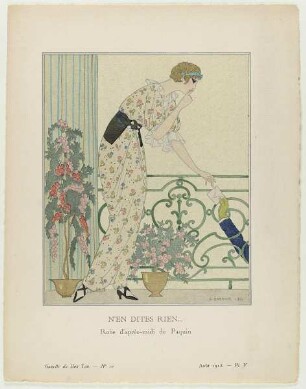 "N'en dites Rien. Robe d'après midi de Paquin" (Illustration aus "Gazette du Bon Ton", No.10 - Août 1913)