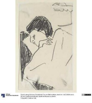 Schlafende Frau im Bett im Atelier