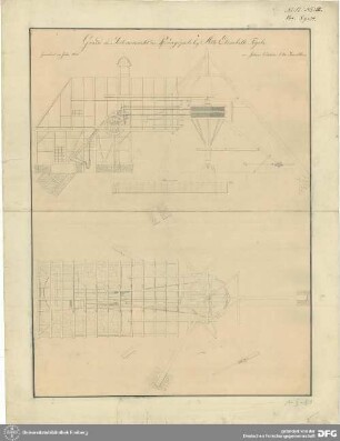 Grund und Seitenansicht des Pferdegöpels bey alte Elisabeth Fdgrb : UB Freiberg, I-II-81