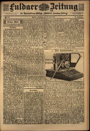 Dritte Ausgabe vom Samstag, den 13. Juli 1901.