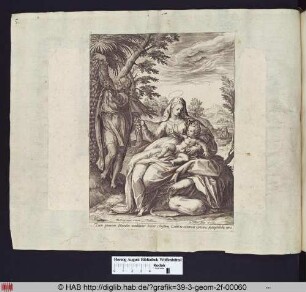Maria mit dem Kind und Joseph, Datteln pflückend.