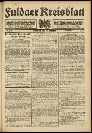 Ausgabe vom Dienstag, den 15. Oktober 1918.