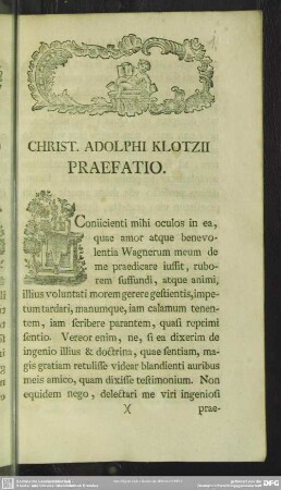 Christ. Adolphi Klotzii Praefatio