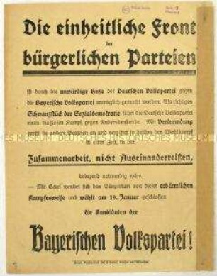Aufruf der Bayerischen Volkspartei zur Wahl der Nationalversammlung 1919
