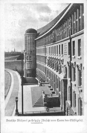 Deutsche Bücherei zu Leipzig, Ansicht vom Turm des Ostflügels