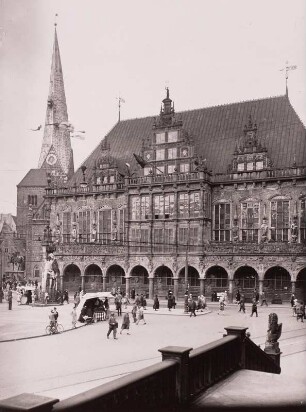 Bremen, Rathaus : Bremen. Rathaus. Lüder v. Bentheim. Ansicht von Südosten mit Roland