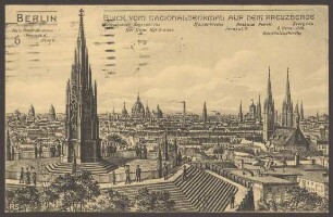 Ansichtskarte "Blick vom Nationaldenkmal auf dem Kreuzberge", Viktoriapark [1/3]