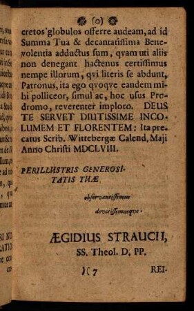 7v-11v, Reinerus Reineccius Henrico Meibomio, [...]; Illustrissimo principi, Eberhardo, duci Wirtembergio et Teckio, [...]