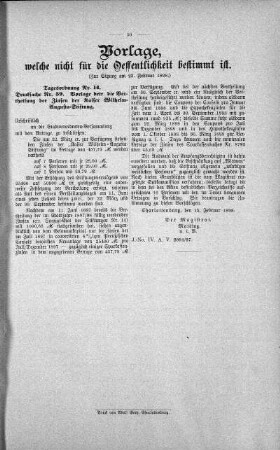 Vorlagen welche nicht für die Oeffentlichkeit bestimmt sind., 23. Februar 1898