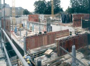 Baustelle Sächsische Landesbibliothek - Staats- und Universitätsbibliothek Dresden, Zentralbibliothek. Rohbau, Bereich Lesesaal : Dresden-Räcknitz, Zellescher Weg 18. Baustelle Sächsische Landesbibliothek - Staats- und Universitätsbibliothek Dresden, Zentralbibliothek. Rohbau, Bereich Lesesaal