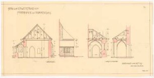Erweiterung der Remaklus-Kirche, Thommen: Schnitte und Ansicht der Sakristei