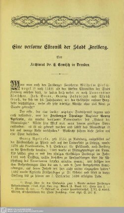 Eine verlorne Chronik der Stadt Freiberg