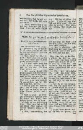 Von den göttlichen Eigenschaften insbesondere.
