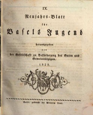 Neujahrsblatt für Basels Jugend. 9. 1829
