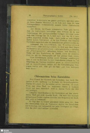 Chlornatrium beim Entwickler