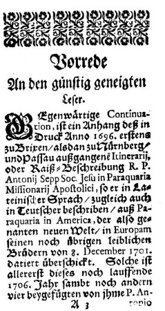 Vorrede. An den günstig geneigten Leser.