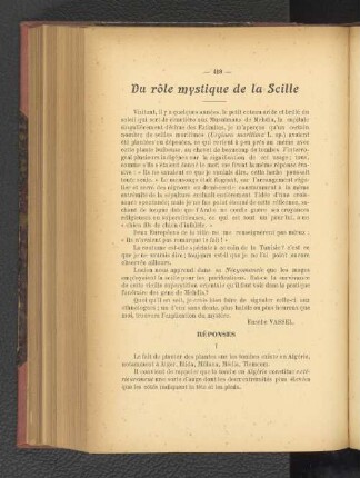 Du role mystique de la Scille.