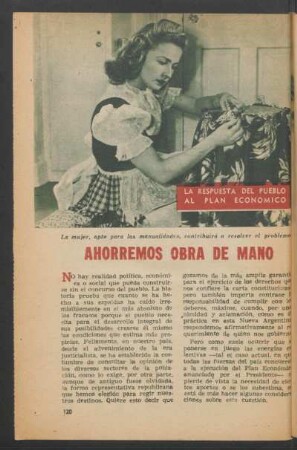 Ahorremos obra de mano : La repuesta del pueblo al plan económico