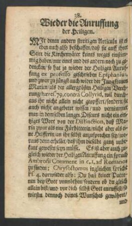 Wieder die Anruffung der Heiligen.