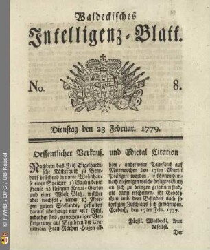 No. 8, Dienstag den 23 Februar. 1779