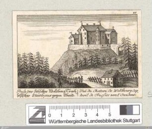 Prosp. des Schloszes Waldburg Truchsesisches Stam[m]haus gegen Abend