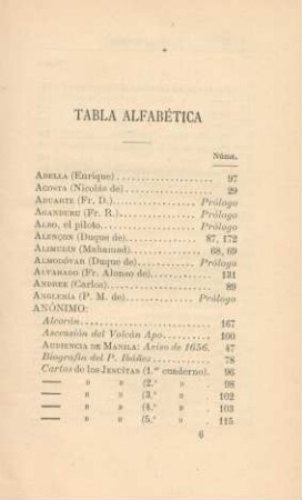 Tabla alfabética