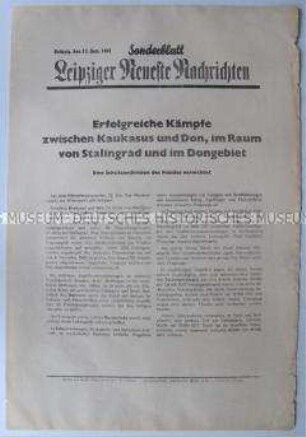 Sonderblatt der "Leipziger Neuesten Nachrichten" u.a. über die Schlachten an der Ostfront und in Nordafrika