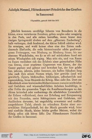 Adolph Menzel, Flötenkonzert Friedrichs des Großen in Sanssouci